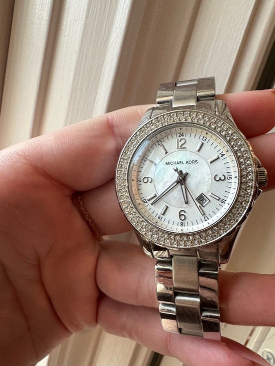 Michael Kors Accessories - Michael Kors Silver Crystal-Accent Stainless Steel Bracelet Watch